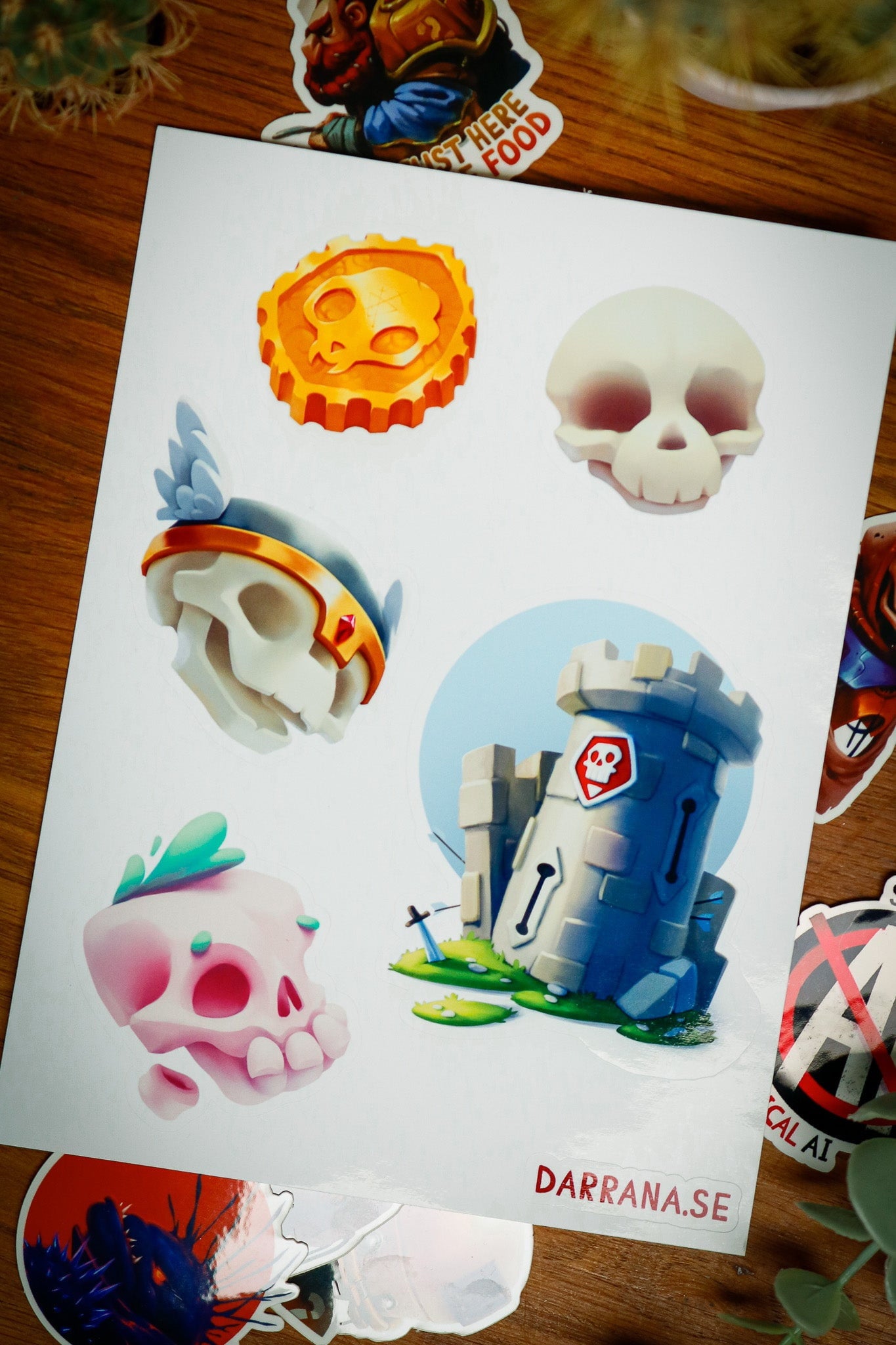 Cartoon Skulls Sticker sheet - Stickers - Darrana Art