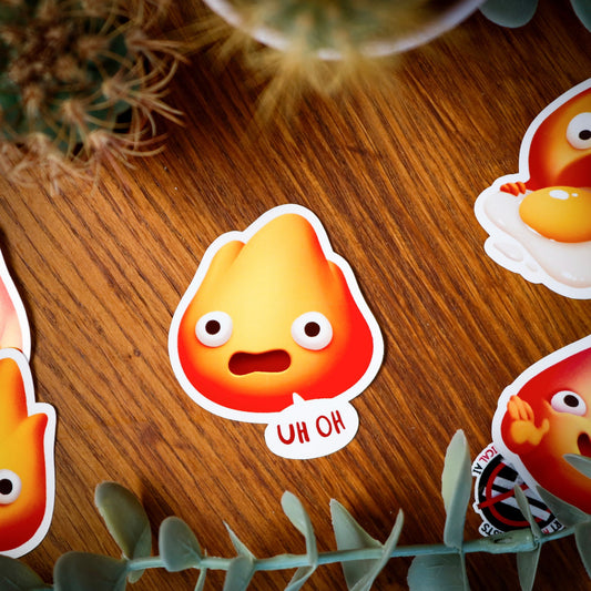 Uh-Oh Calcifer Sticker - Stickers - Darrana Art