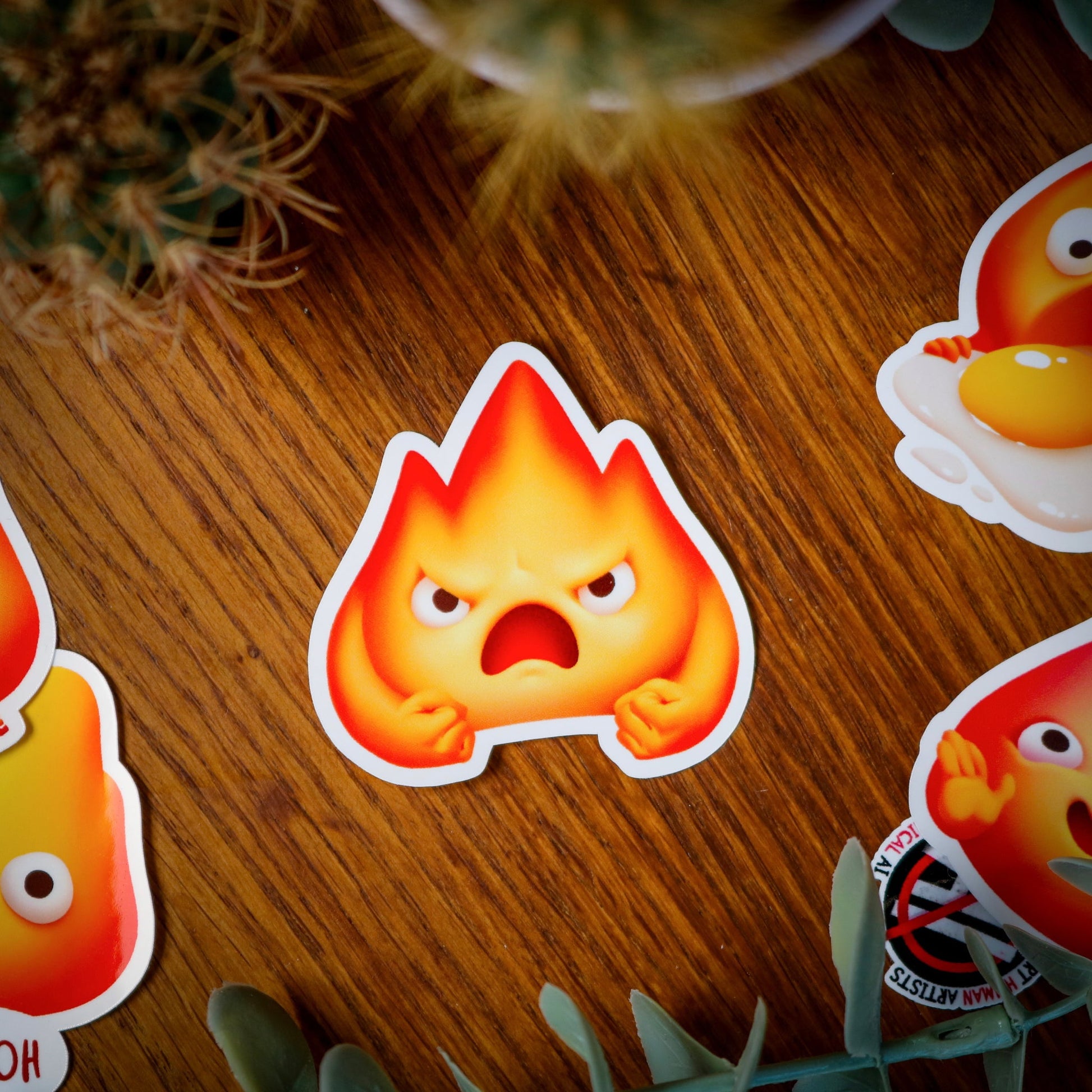 Angry Calcifer Sticker - Stickers - Darrana Art