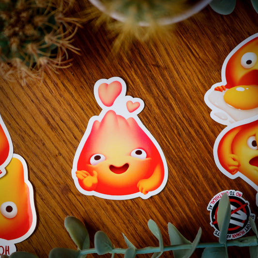 Calcifer in Love Sticker - Stickers - Darrana Art