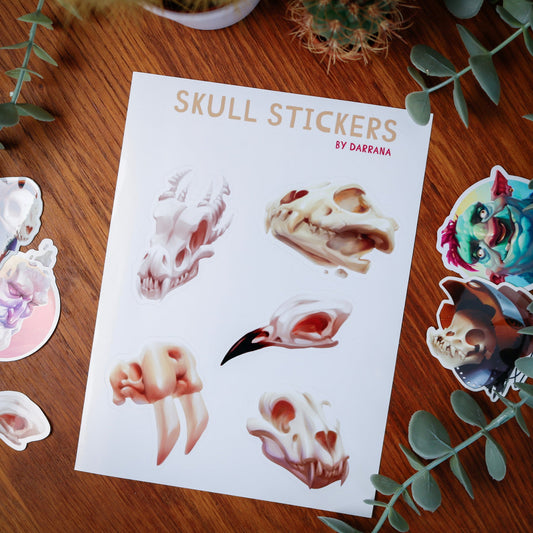 Skull sticker sheet - Stickers - Darrana Art