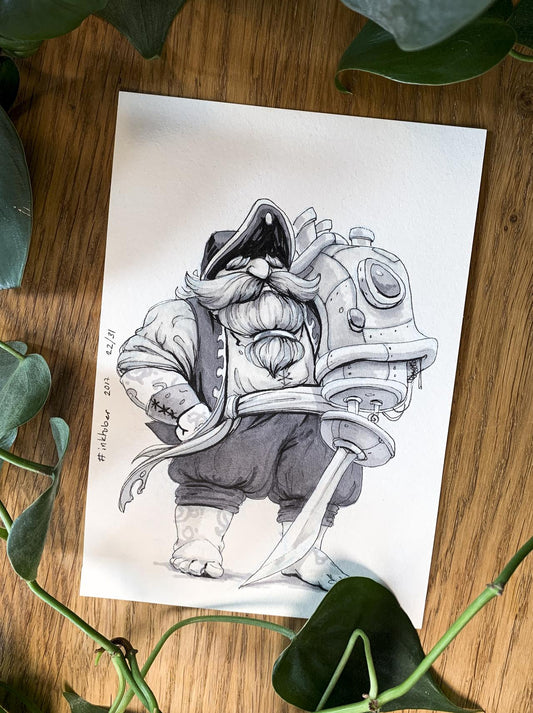 Steampunk Pirate. Inktober 2017 original artwork